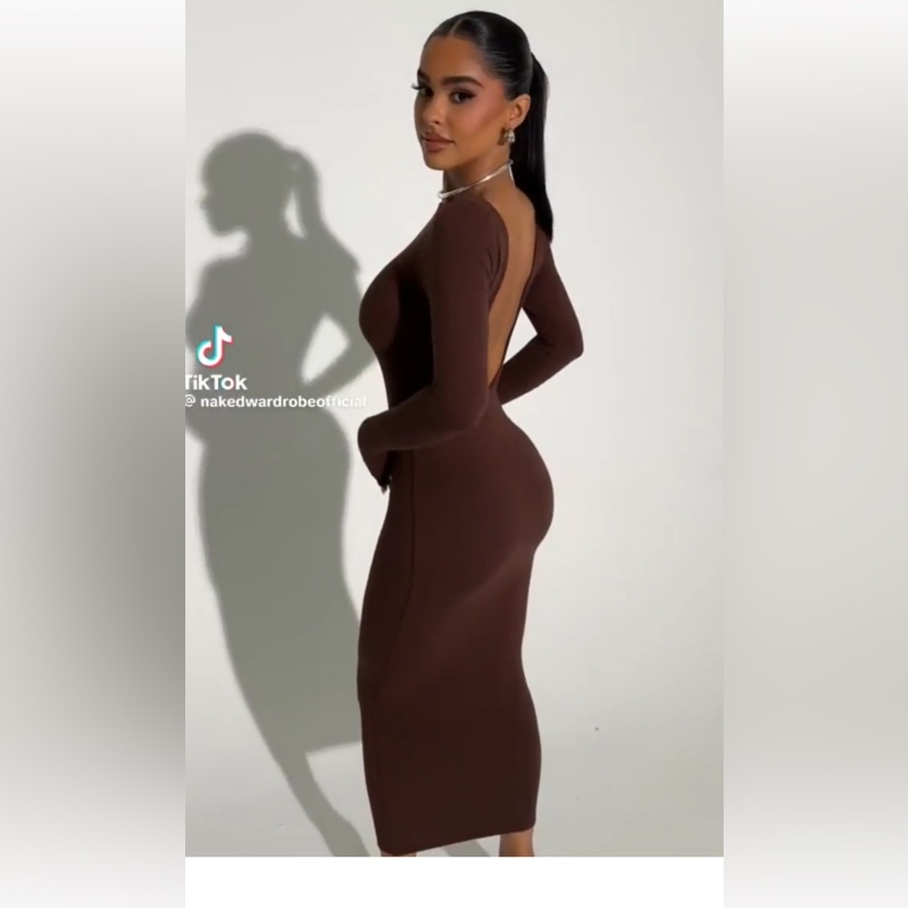naked wardrobe brown backless dress